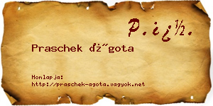 Praschek Ágota névjegykártya